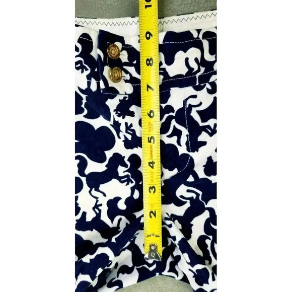 Lilyl Pulitzer Palm Beach Fit Size 2 Womens Navy White Horse Corduroy Crop Pants - Picture 3 of 13